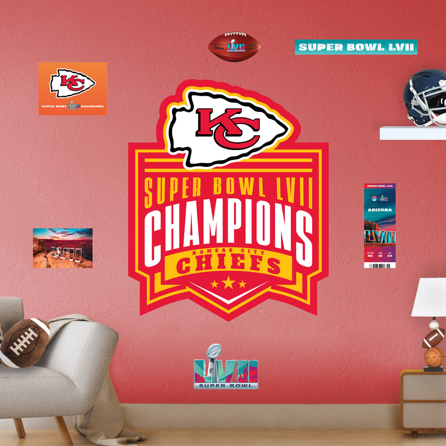 Kansas City Chiefs - RealBig Super Bowl LVII Champions Logo Collection - Official NFL - Reusable Vinyl Wall Decals