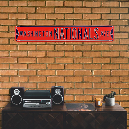 Washington Nationals Steel Street Sign-WASHINGTON NATIONALS on Red