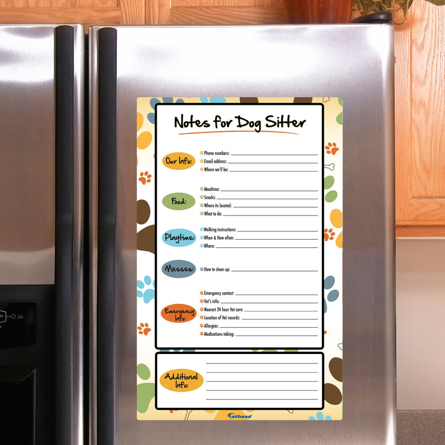 Dog Sitter Notes - Removable Dry Erase Vinyl Decal