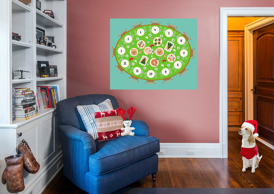 Christmas: Dining Table Calendar Dry Erase - Removable Adhesive Decal