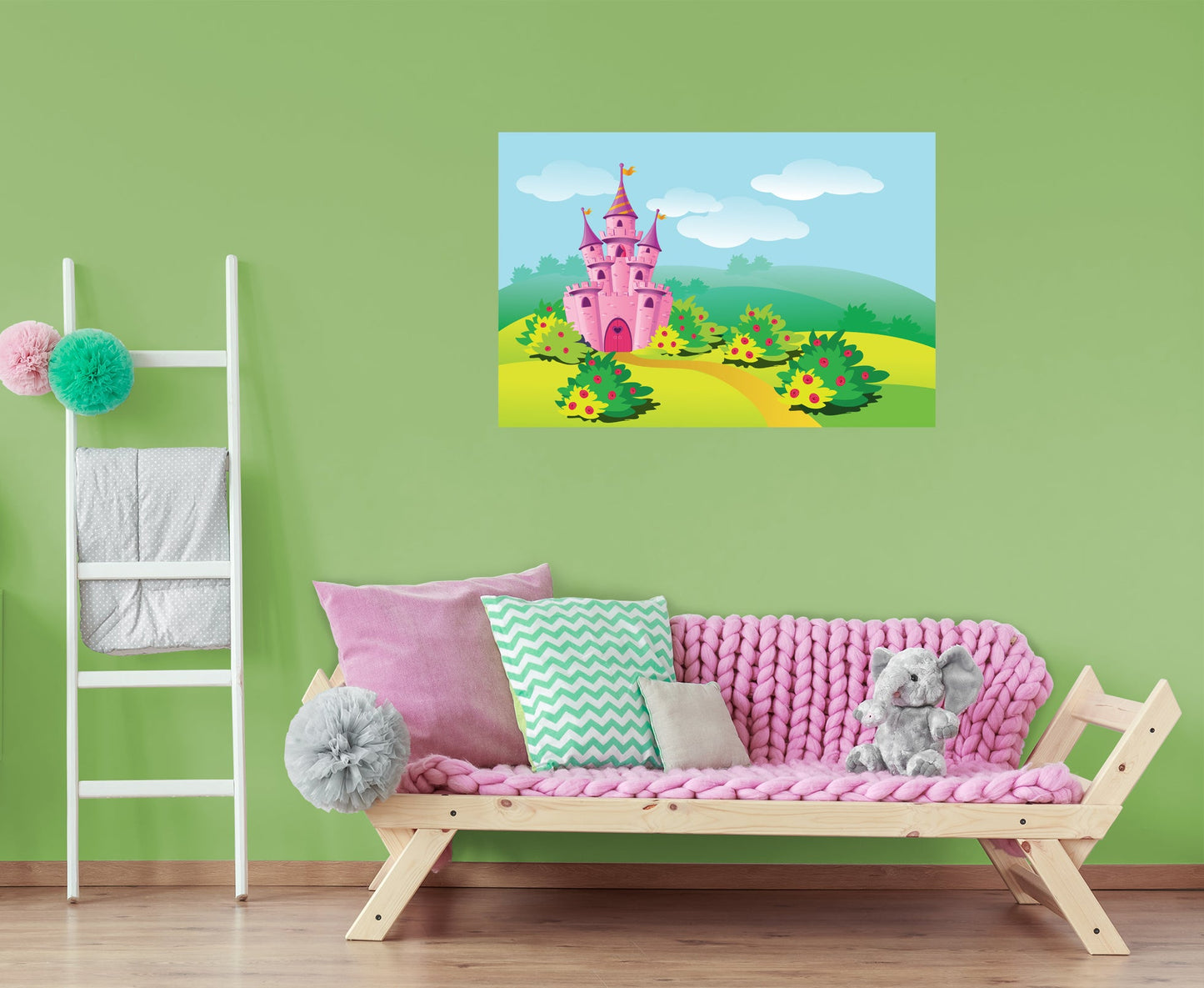 Nursery Princess:  Castle Part 3 Mural        -   Removable Wall   Adhesive Decal
