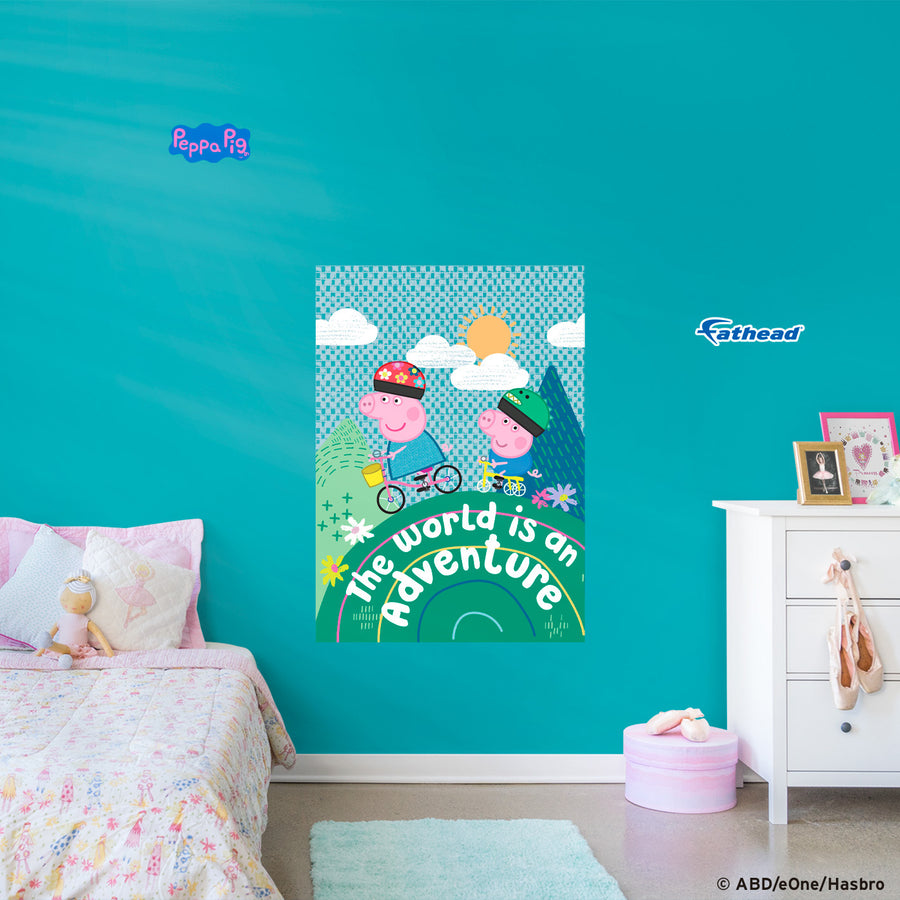 Peppa Pig - World Adventure - Peel & Stick Poster - Official Hasbro - Peppa Pig - Reusable Vinyl Wall Decal