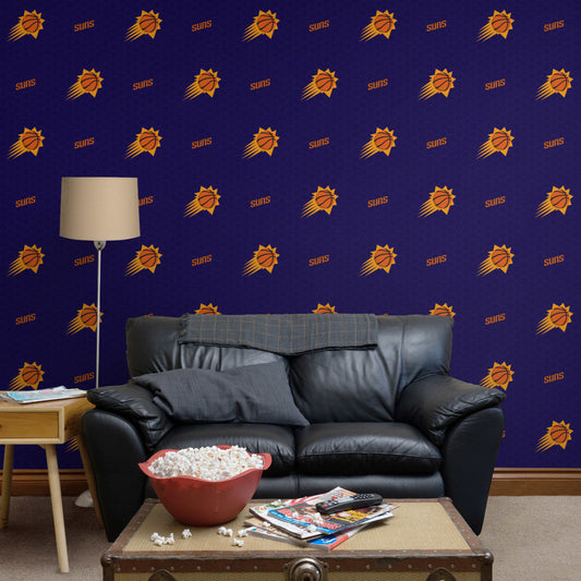Phoenix Suns (Purple): Logo Pattern - Officially Licensed NBA Peel & Stick Wallpaper