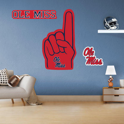 Ole Miss Rebels:    Foam Finger        - Officially Licensed NCAA Removable     Adhesive Decal