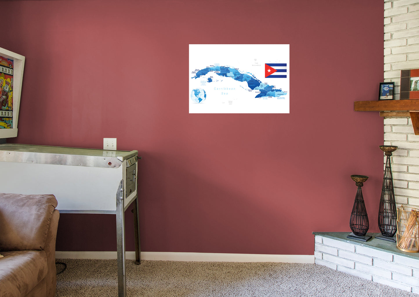 Maps of North America: Cuba Mural        -   Removable Wall   Adhesive Decal