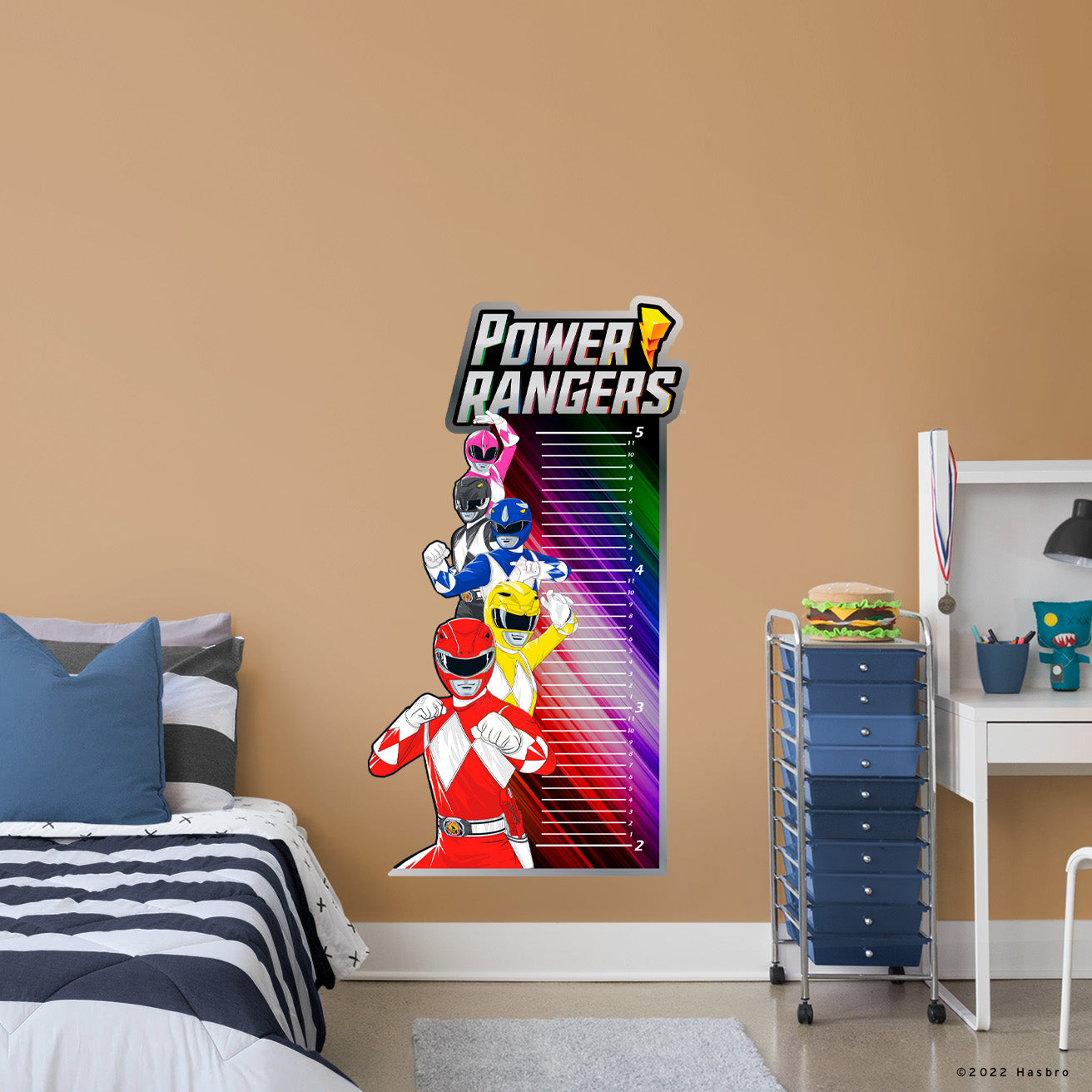 Power Rangers: Rangers Group Growth Chart - Officially Licensed Hasbro Removable Adhesive Decal