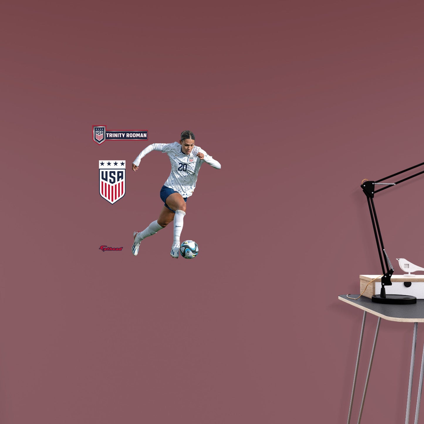 Trinity Rodman  #20        - Officially Licensed USWNT Removable     Adhesive Decal