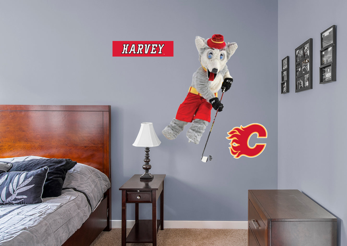 Calgary Flames: Harvey the Hound 2021 Mascot        - Officially Licensed NHL Removable Wall   Adhesive Decal