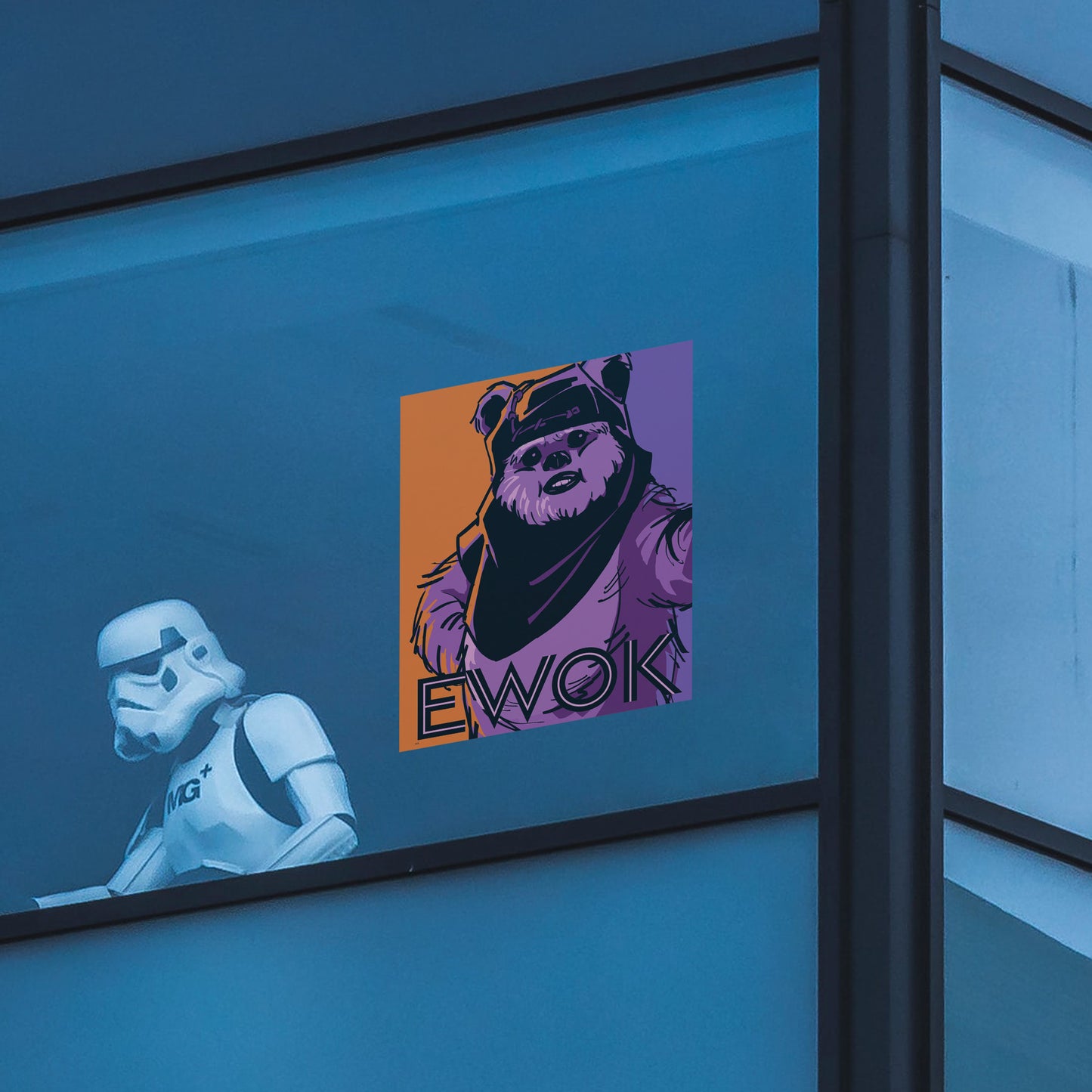Ewok Pop Art Window Cling - Officially Licensed Star Wars Removable Window Static Decal