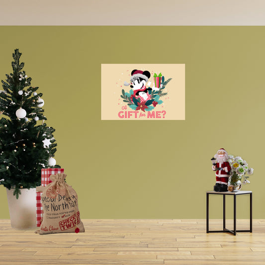 Mickey and Friends Festive Cheer: Minnie Mouse A Gift For Me Mural        - Officially Licensed Disney Removable     Adhesive Decal