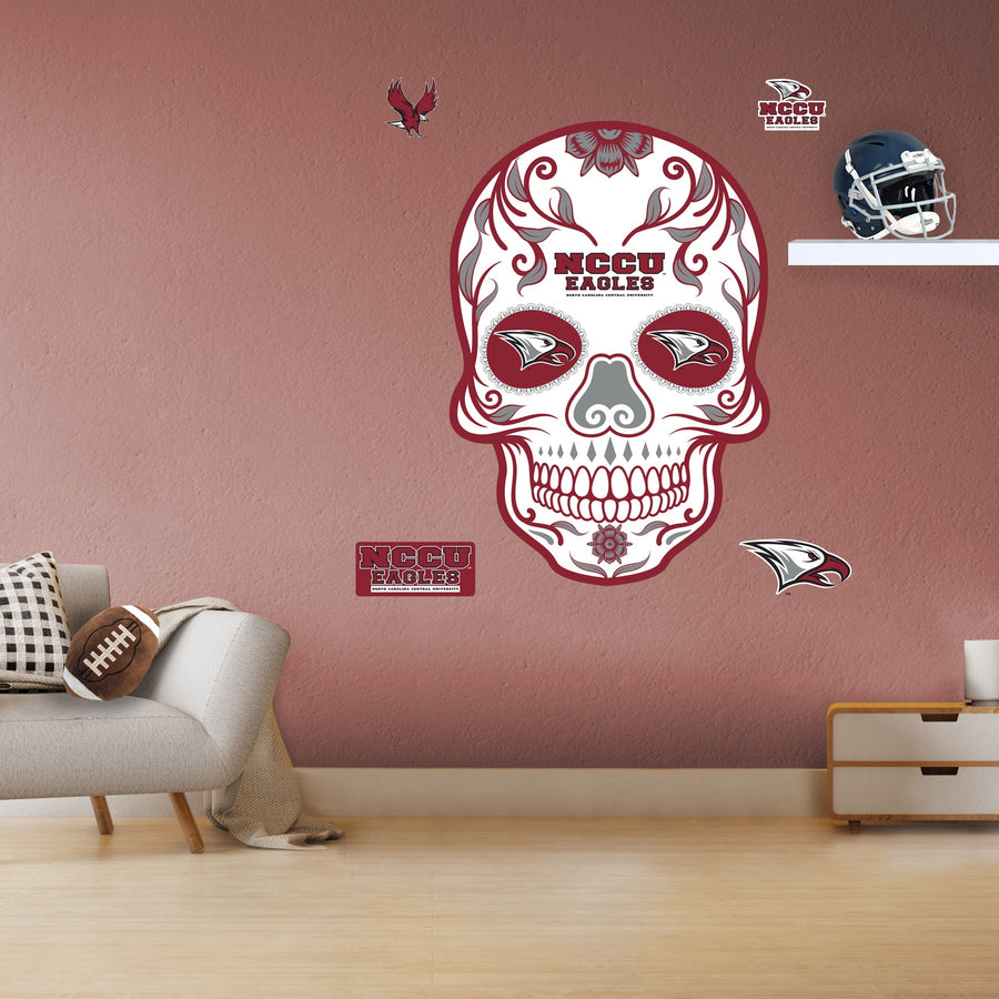North Carolina Central Eagles - RealBig Sugar Skull Collection - Official NCAA - Reusable Vinyl Wall Decals