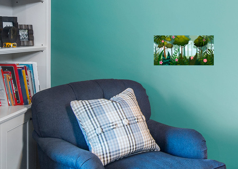 Jungle:  Pink Flowers Mural        -   Removable Wall   Adhesive Decal