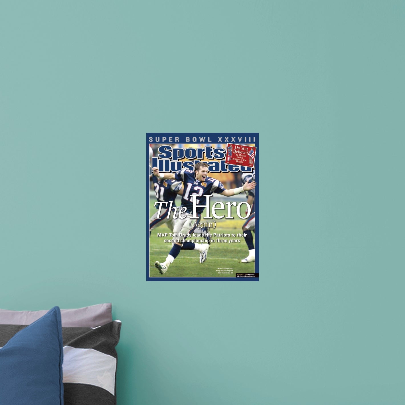 New England Patriots: Tom Brady February 2004 Super Bowl XXXVIII Championship Edition Sports Illustrated Cover - Officially Licensed NFL Removable Adhesive Decal