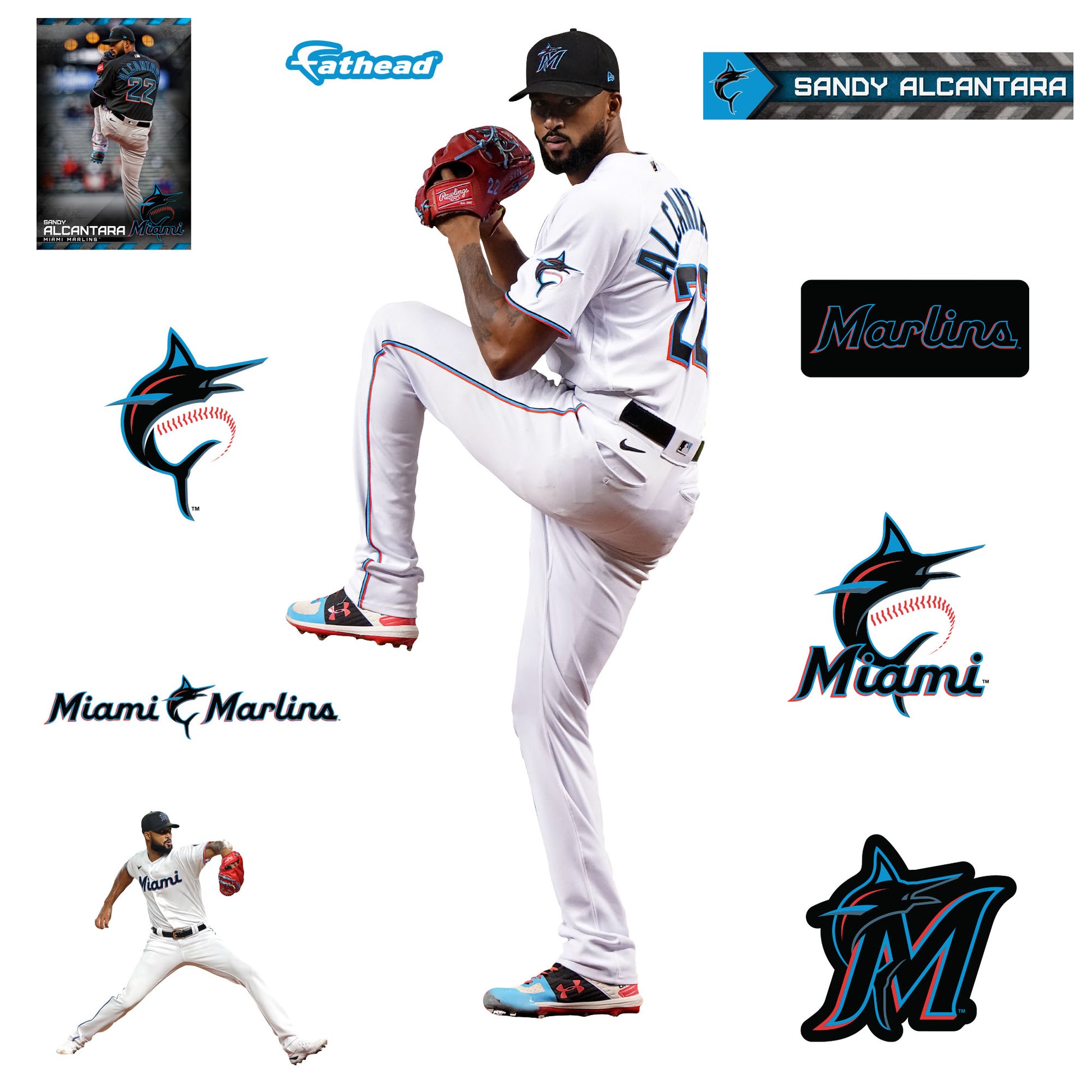 Miami Marlins: Sandy Alcantara 2022 - Officially Licensed MLB Removable  Adhesive Decal