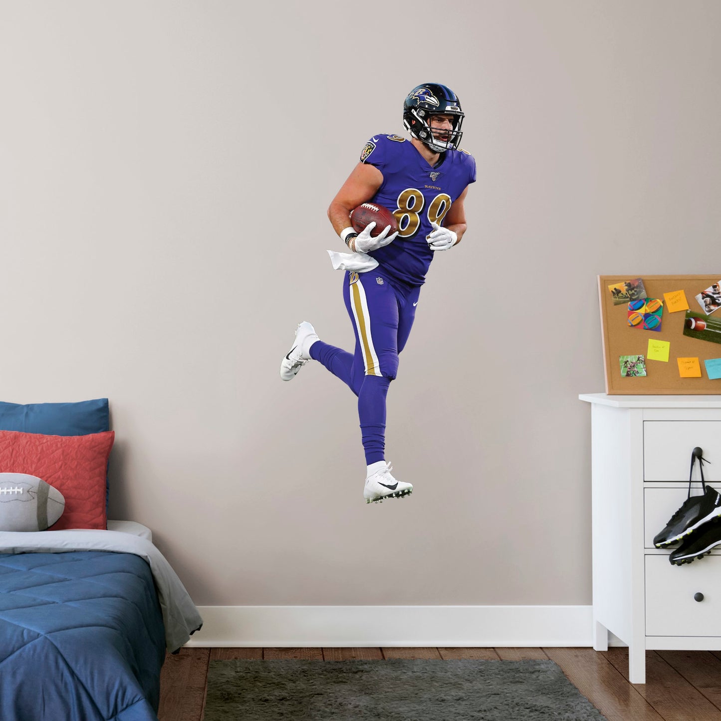 Giant Athlete + 2 Decals (24"W x 51"H) Bring the action of the NFL into your home with a wall decal of Mark Andrews! High quality, durable, and tear resistant, you'll be able to stick and move it as many times as you want to create the ultimate football experience in any room!