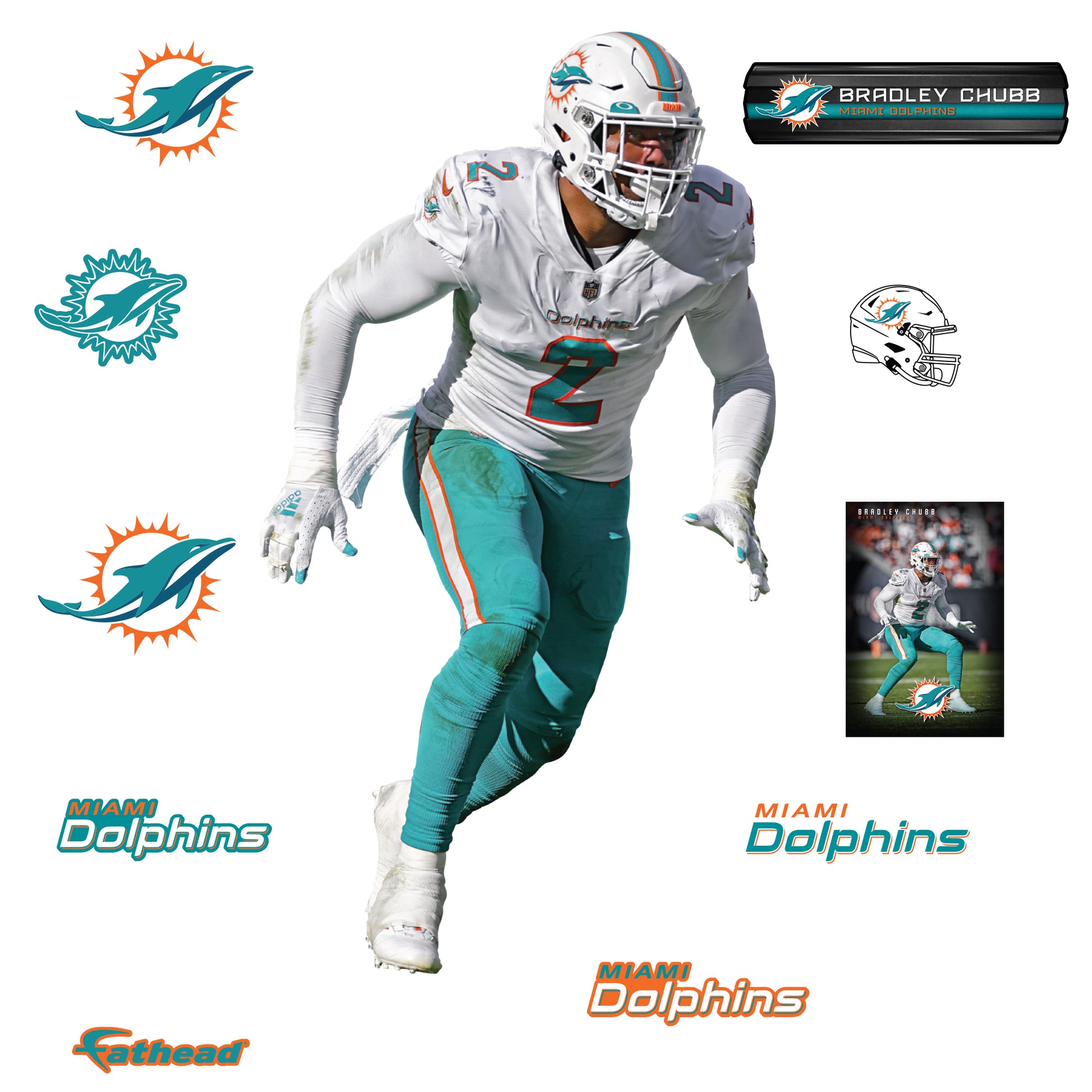 Miami Dolphins: Bradley Chubb 2022 - Officially Licensed NFL Removable  Adhesive Decal