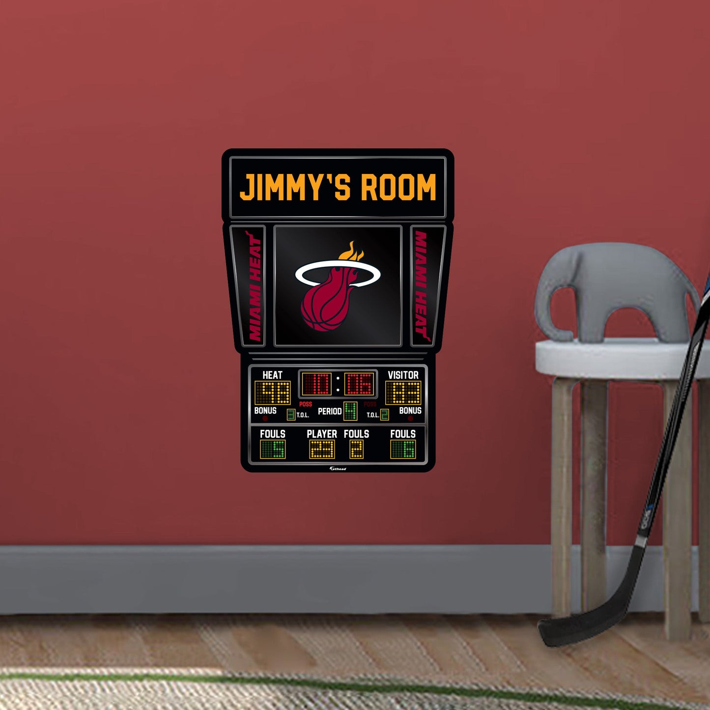 Miami Heat:   Scoreboard Personalized Name        - Officially Licensed NBA Removable     Adhesive Decal