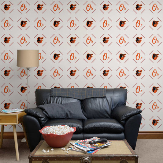 Baltimore Orioles: Stitch Pattern - Officially Licensed MLB Peel & Stick Wallpaper