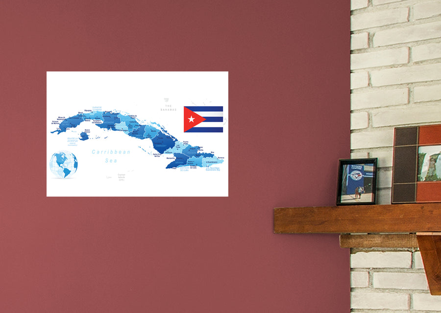 Maps of North America: Cuba Mural        -   Removable Wall   Adhesive Decal