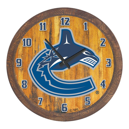 Vancouver Canucks: "Faux" Barrel Top Wall Clock - The Fan-Brand