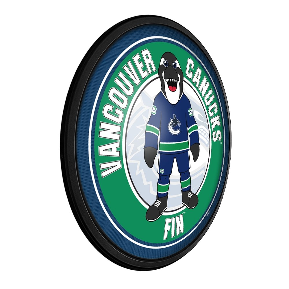 Vancouver Canucks: Fin - Round Slimline Lighted Wall Sign - The Fan-Brand