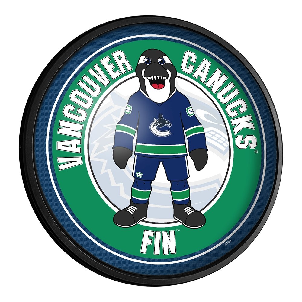 Vancouver Canucks: Fin - Round Slimline Lighted Wall Sign - The Fan-Brand
