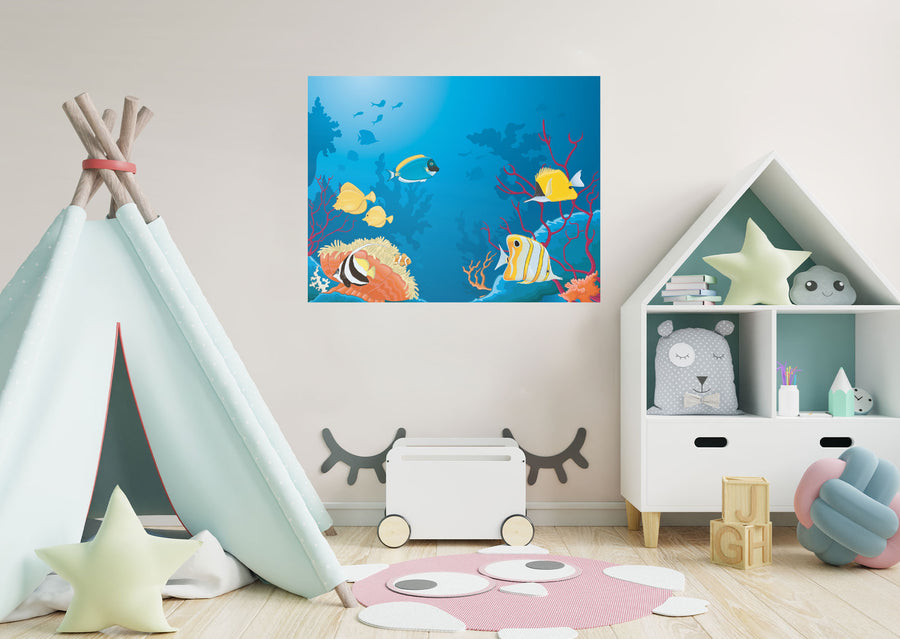 Nursery:  Depth of the Ocean Ocean Mural        -   Removable Wall   Adhesive Decal
