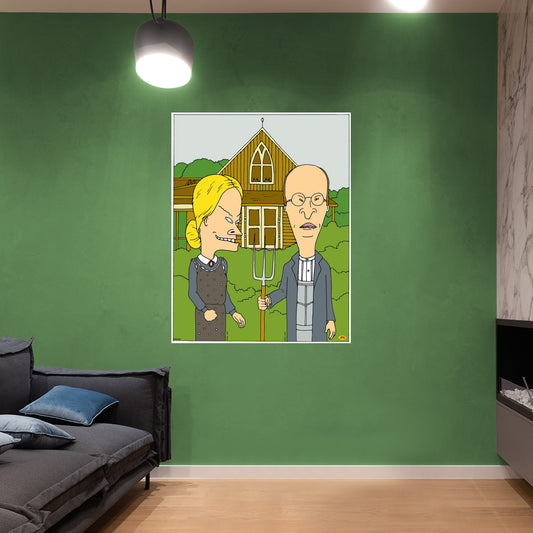Beavis & Butt-Head: Beavis & Butt-Head American Gothic Poster        - Officially Licensed Paramount Removable     Adhesive Decal
