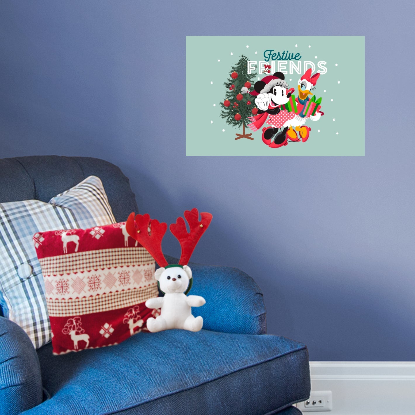 Mickey and Friends Festive Cheer: Minnie & Daisy Festive Friends Mural - Officially Licensed Disney Removable Adhesive Decal