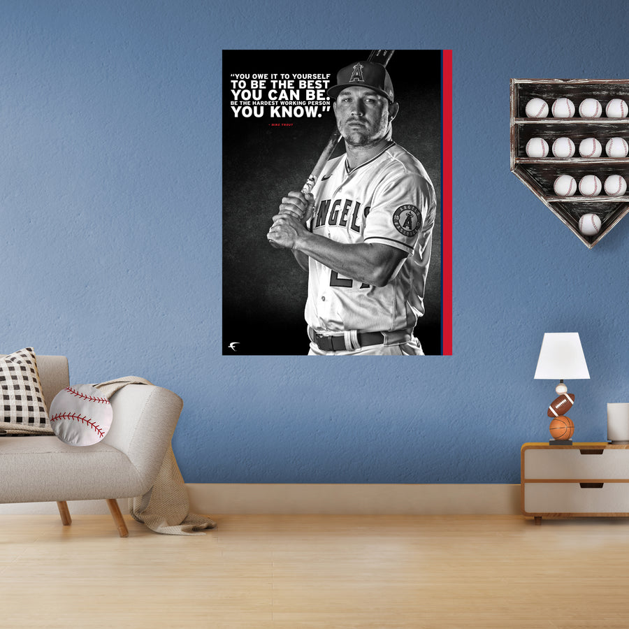 Mike Trout - Inspirational - Peel & Stick Poster - Official MLB - Los Angeles Angels - Reusable Vinyl Wall Decal #1