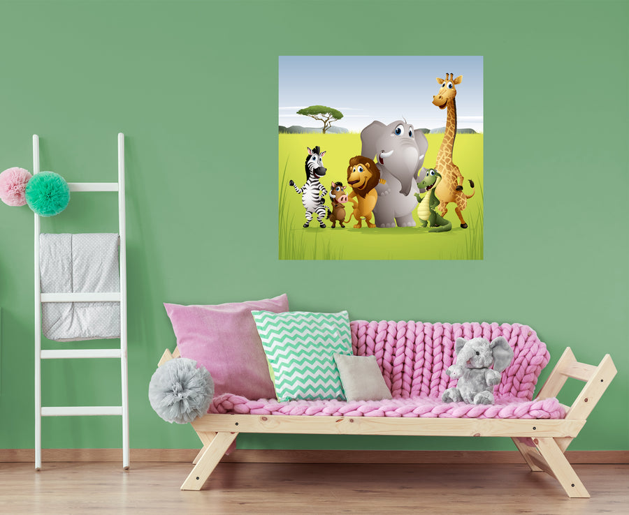 Jungle:  Six Friends Mural        -   Removable Wall   Adhesive Decal
