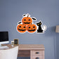 Halloween:  Pumpkins and Black Cat Icon        -   Removable Wall   Adhesive Decal