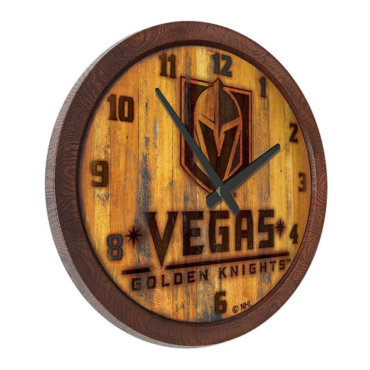 Vegas Golden Knights: Branded "Faux" Barrel Top Wall Clock - The Fan-Brand
