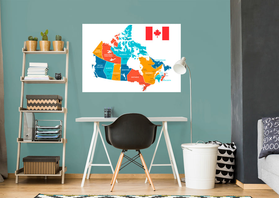 Maps of North America: Canada Mural        -   Removable Wall   Adhesive Decal