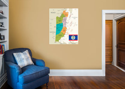 Maps of North America: Belize Mural        -   Removable Wall   Adhesive Decal