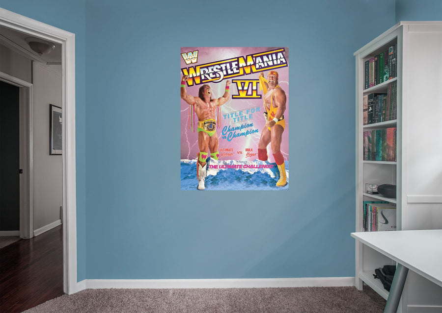 Ultimate Warrior and Hulk Hogan - Wrestlemania XVI - Peel & Stick Poster - Official WWE - Reusable Vinyl Wall Decal