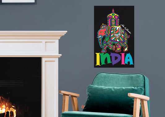 Dream Big Art:  Indian Elephant Mural        - Officially Licensed Juan de Lascurain Removable Wall   Adhesive Decal