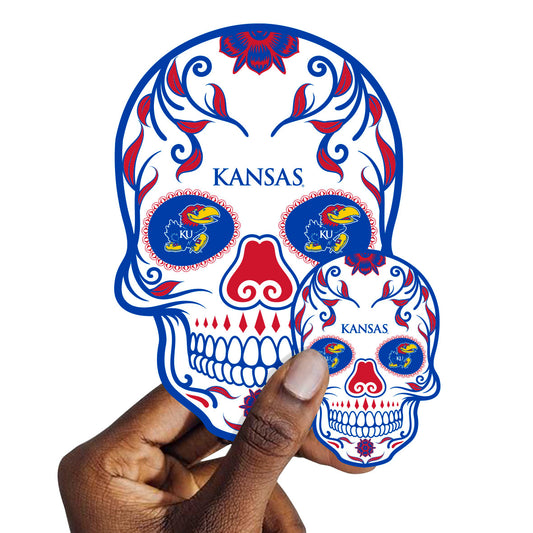 Kansas Jayhawks:   Skull Minis        - Officially Licensed NCAA Removable     Adhesive Decal