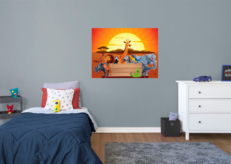 Jungle:  Sunset Dry Erase        -   Removable Wall   Adhesive Decal