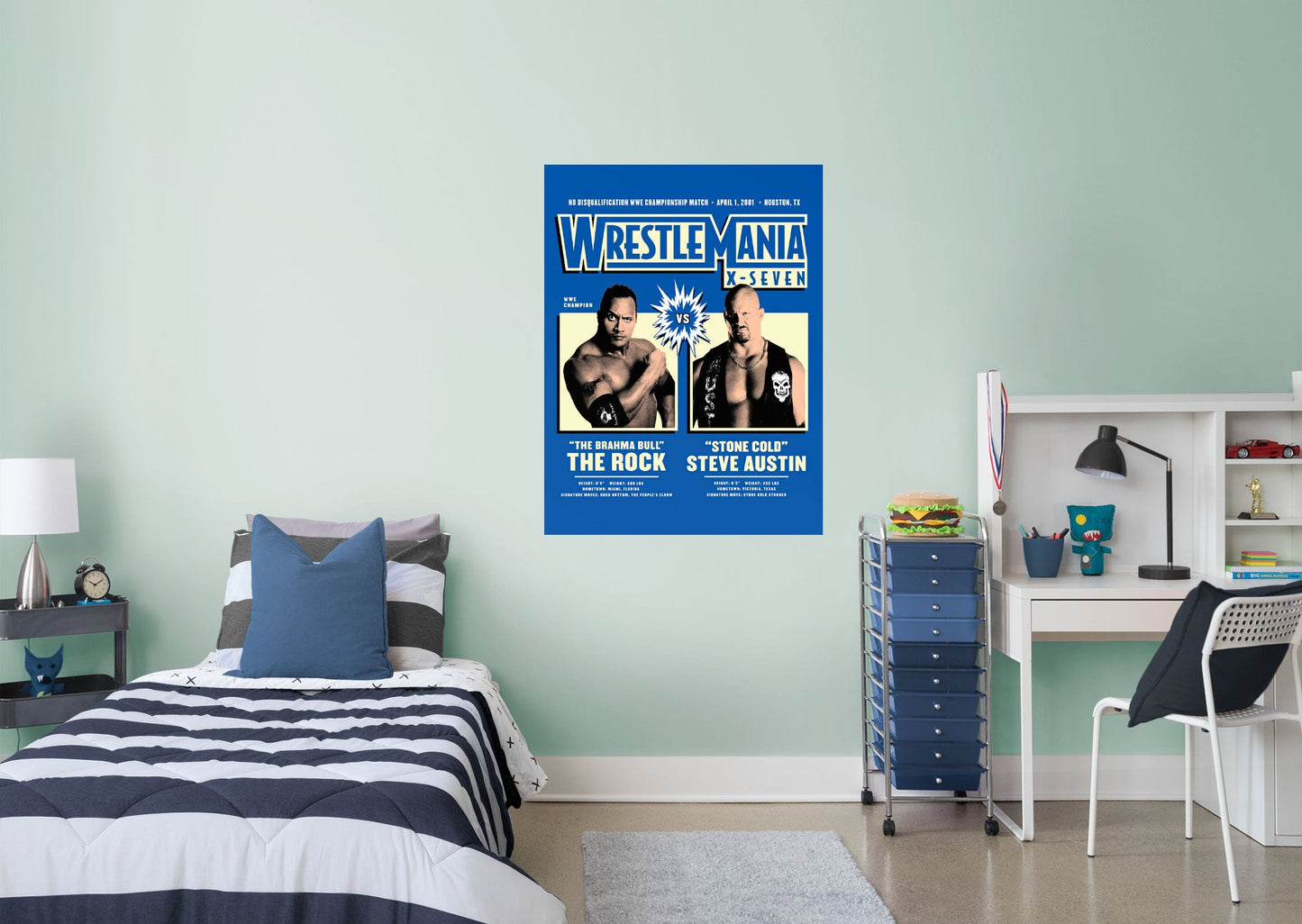 The Rock and Stone Cold Steve Austin Wrestlemania 17 Poster        - Officially Licensed WWE Removable Wall   Adhesive Decal