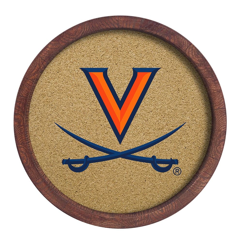 Virginia Cavaliers: "Faux" Barrel Framed Cork Board - The Fan-Brand