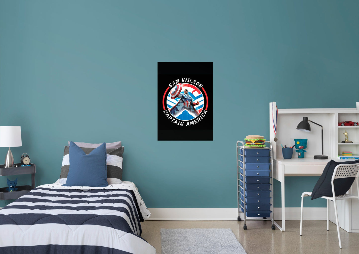 Avengers: Captain America (Sam Wilson) Distressed Badge Mural        - Officially Licensed Marvel Removable Wall   Adhesive Decal