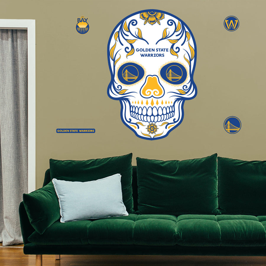 Golden State Warriors - RealBig Sugar Skull Collection - Official NBA - Reusable Vinyl Wall Decals