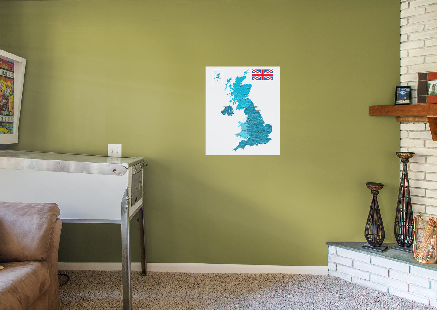 Maps of Europe: United Kingdom Mural        -   Removable Wall   Adhesive Decal