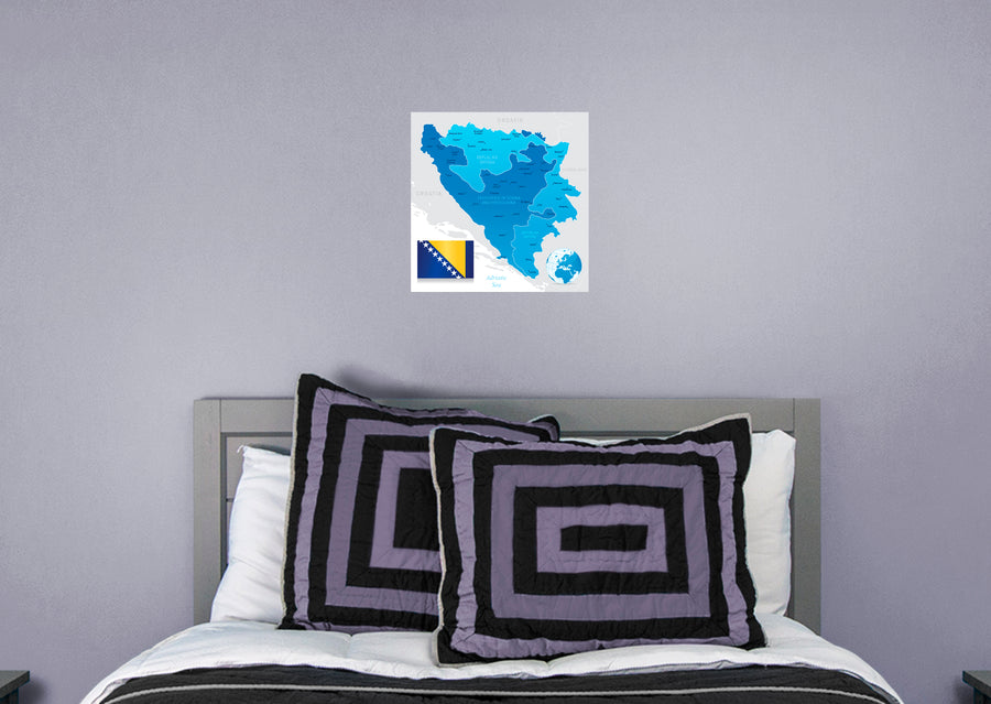 Maps of Europe: Bosnia and Herzegovina Mural        -   Removable Wall   Adhesive Decal