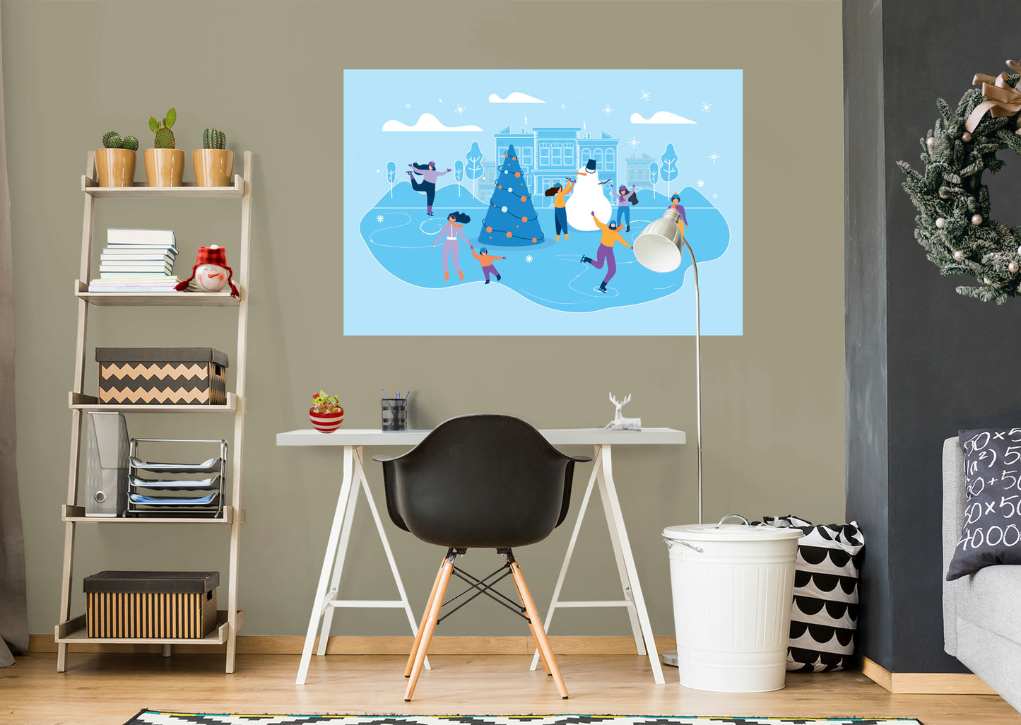Seasons Decor: Winter Blue Winter Mural        -   Removable     Adhesive Decal