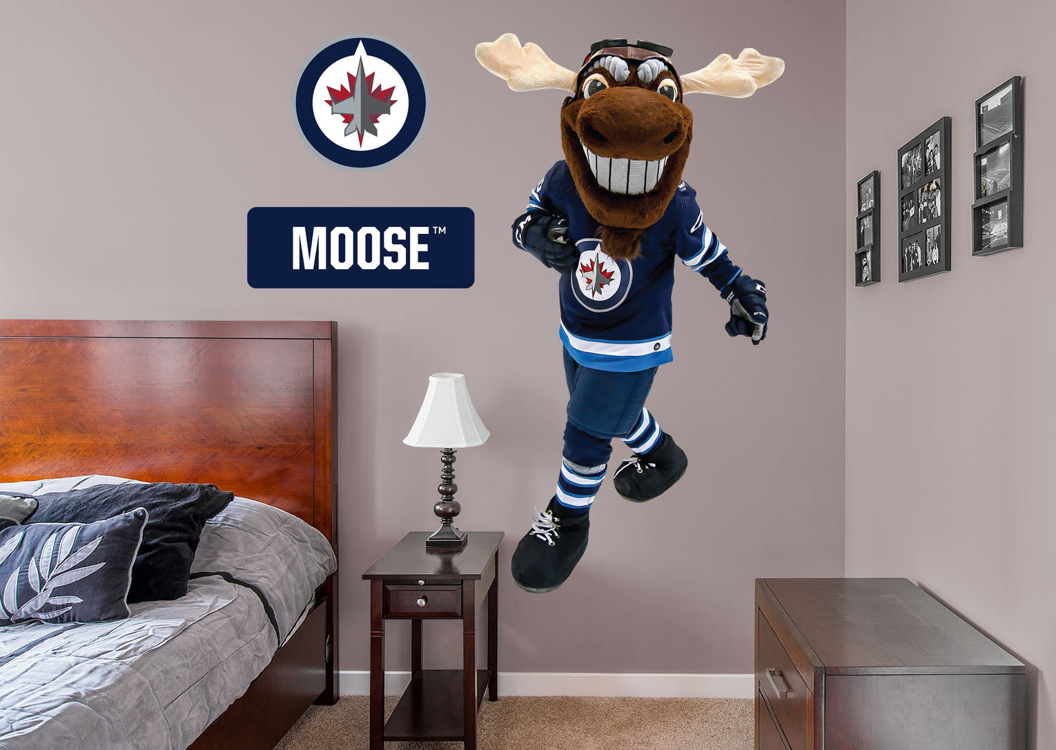 Winnipeg Jets Mascot Sticker / Vinyl Decal, Mick E. Moose Mascot Stic