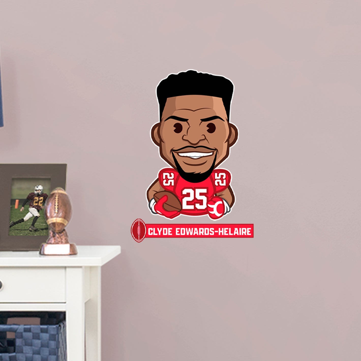 Kansas City Chiefs: Clyde Edwards-Helaire Emoji - Officially Licensed NFLPA Removable Adhesive Decal