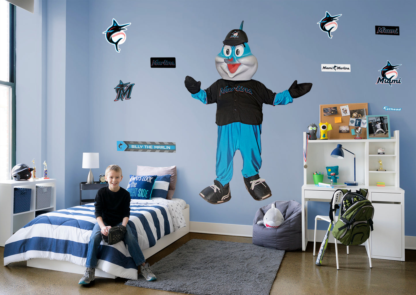 Miami Marlins: Billy The Marlin  Mascot        - Officially Licensed MLB Removable Wall   Adhesive Decal