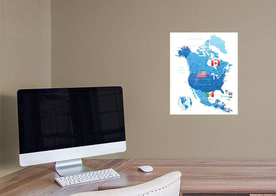 Maps: North America Mural        -   Removable Wall   Adhesive Decal